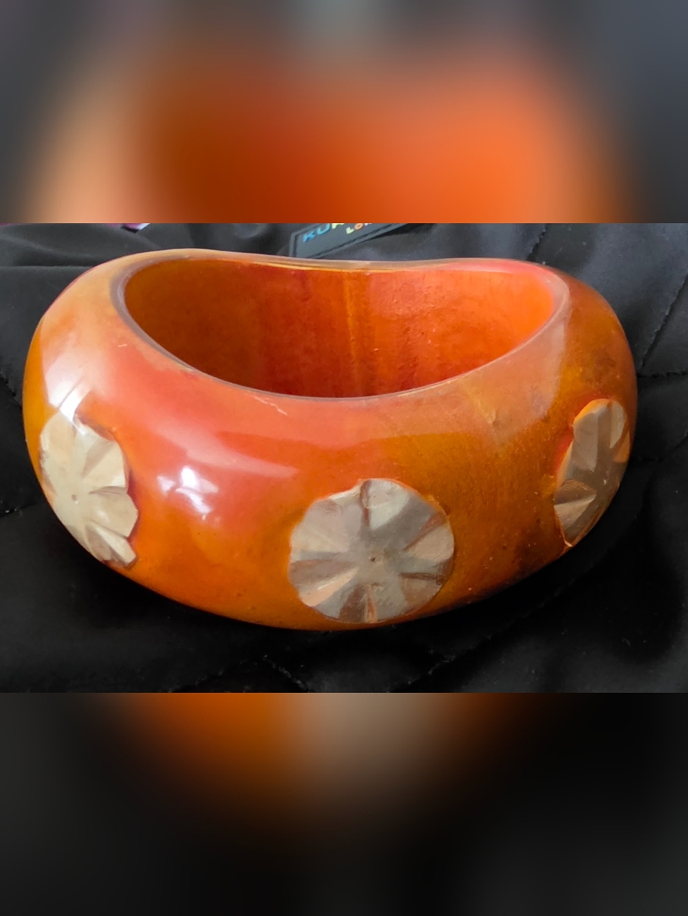 Vintage Artisan Wood And Bakelite Bangle